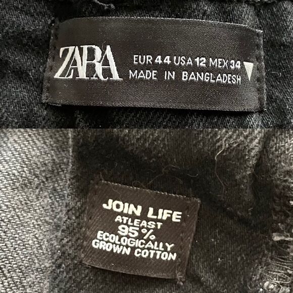 Zara Black High Waisted Cut Off Denim Jean Shorts 12 - Picture 4 of 4